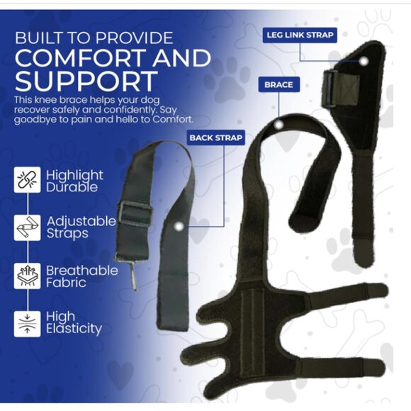 Dr. Paw Dog ACL Knee Brace, Dog Knee Brace  Torn ACL Hind Leg Secure Fit, S XL - Picture 5 of 7